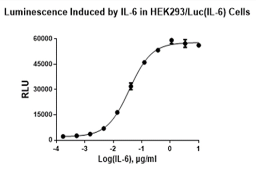 HEK293/Luc (IL-6) (货号：M00997)的剂量曲线